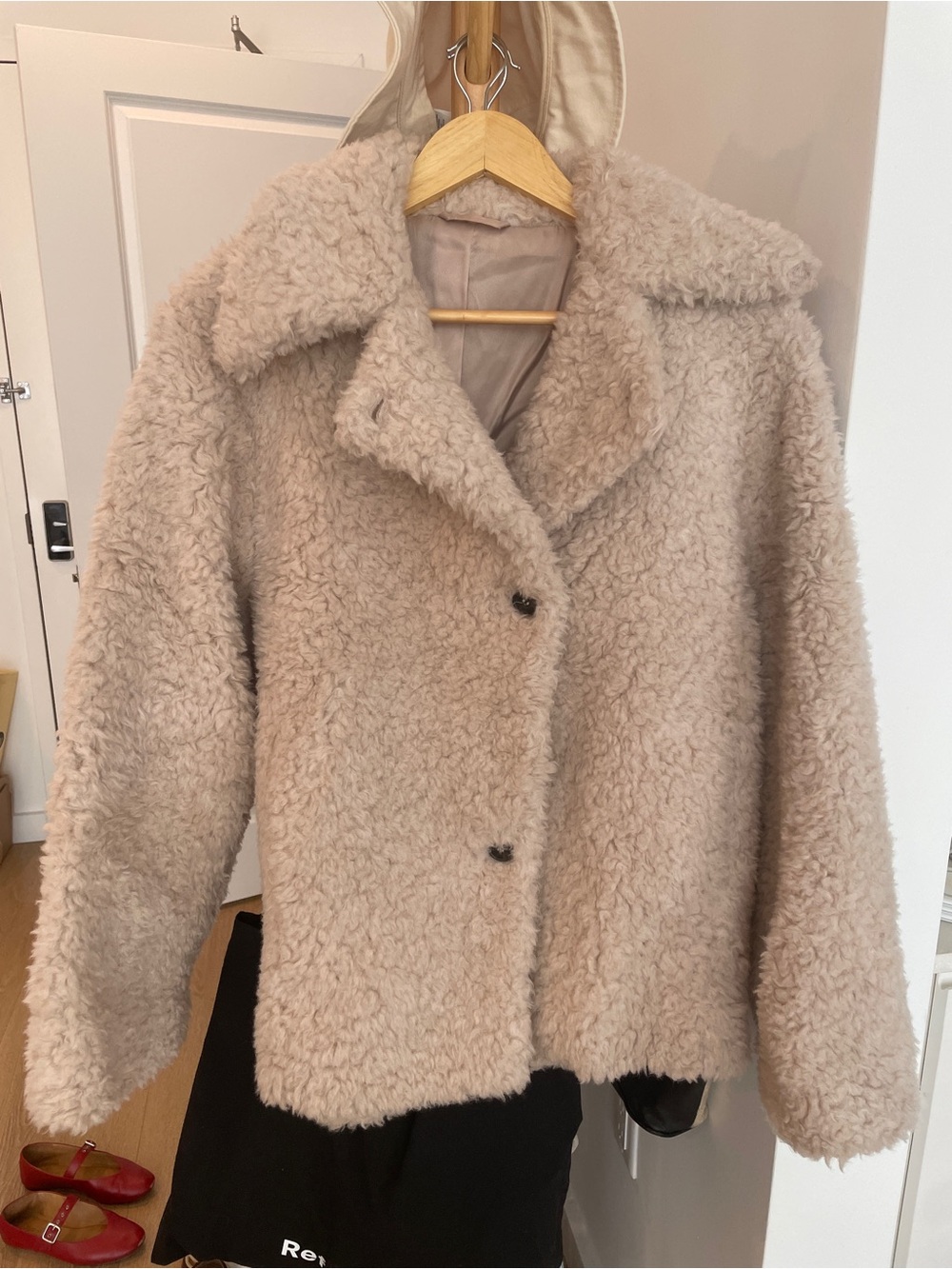 & Other Stories Wool Blend Teddy Jacket in Beige